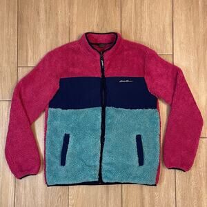 Eddie Bauer Kids Fleece Jacket XL 16 Colorblock Full Zip Sherpa